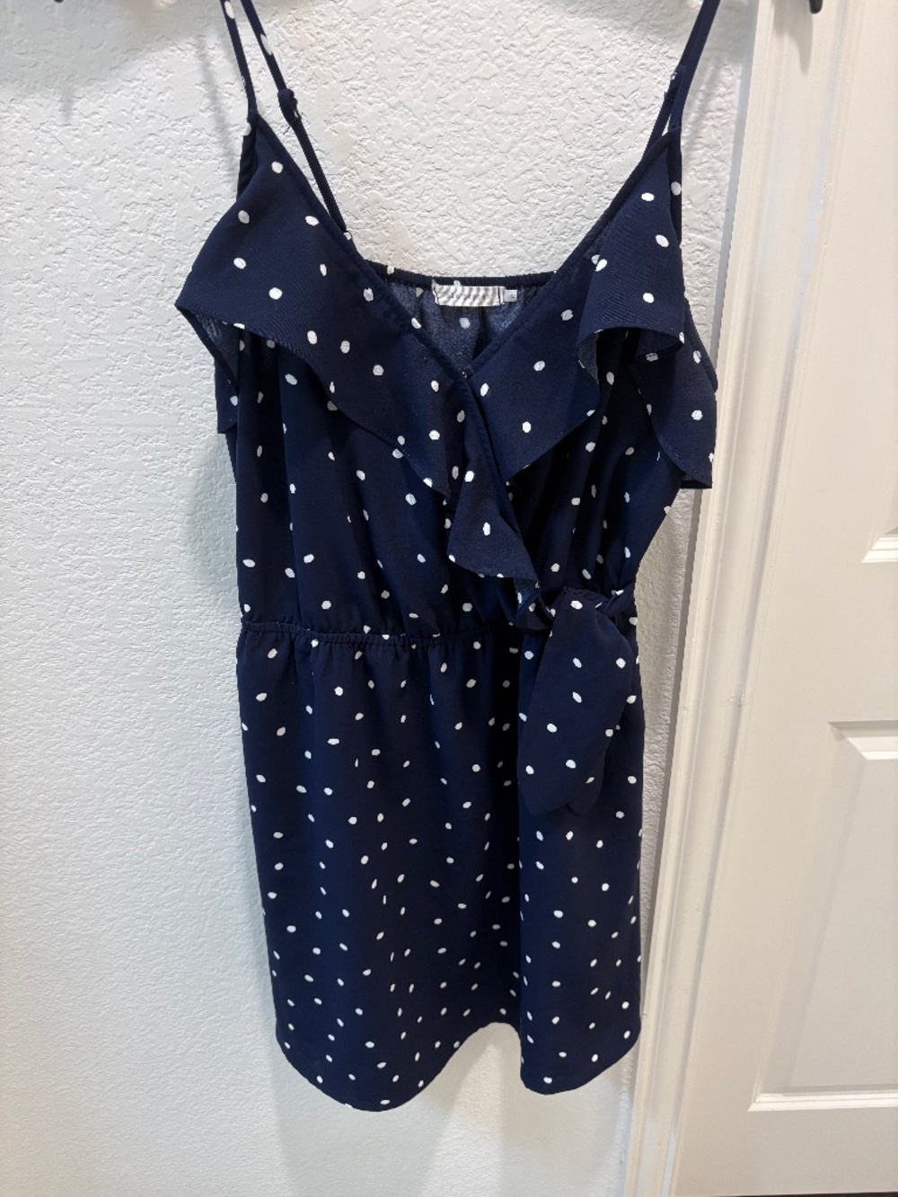 Blu Pepper Navy Wrap Front Mini Dress L